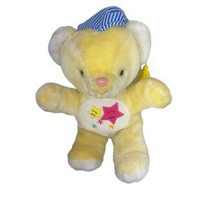 Vintage Animal Fair Teddy‎ Bear Yellow Plush Sleeping Cap Star Moon